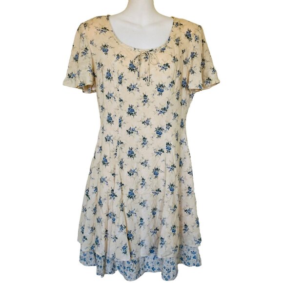 Floral Cream Mini Dress - Picture 1 of 8